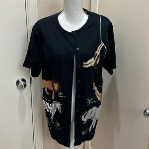 Bechamel embroidered animal button top